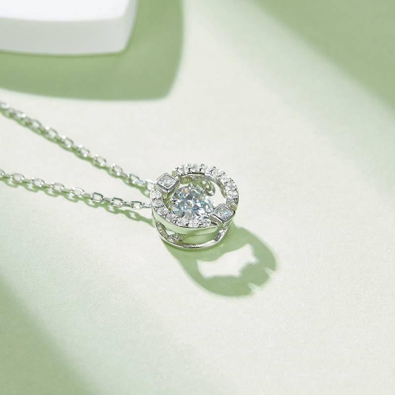Dynamic Dream S925 Silver Plated Platinum Moissanite Diamond Necklace 50 Points D-Class